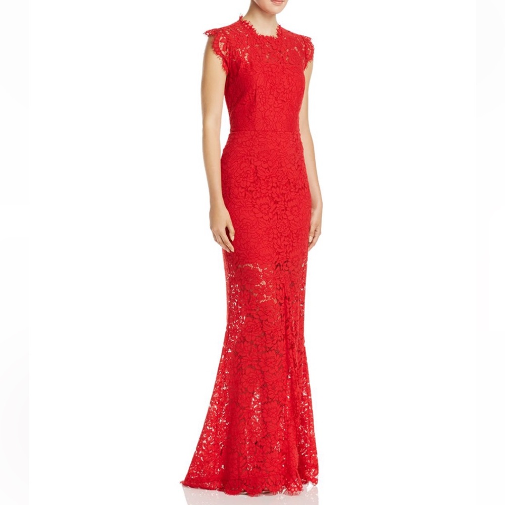 Rachel Zoe Estelle Open Back Lace Red Gown Size 10